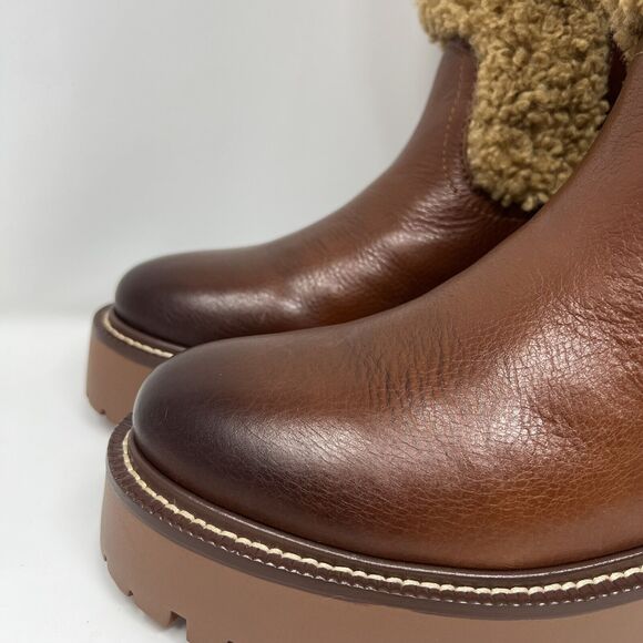 Sam Edelman Womens Elfie Leather Platform Round Toe Sherpa Mid-Calf Boots 7.5 - Picture 2 of 6